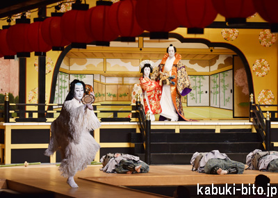 『義経千本桜』 左より、中村扇雀、中村梅枝、中村勘九郎 「名古屋平成中村座」に8年ぶりの一番太鼓