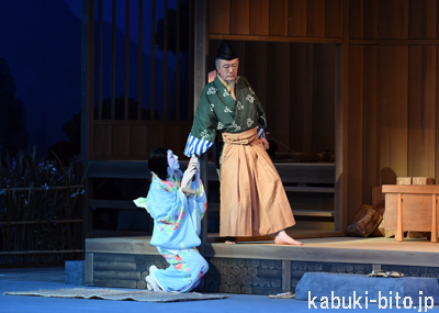 『修禅寺物語』 左より、坂東新悟、坂東彌十郎 歌舞伎座「八月納涼歌舞伎」初日開幕
