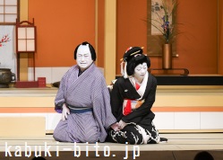 『河庄』 左より、中村鴈治郎、中村壱太郎 大阪松竹座「壽初春大歌舞伎」初芝居の幕が開く