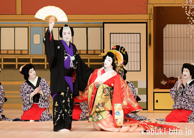 『廓文章 吉田屋』 左より、松本幸四郎、中村七之助 歌舞伎座「壽 初春大歌舞伎」初日開幕