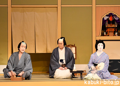 『名月八幡祭』 左より、片岡仁左衛門、尾上松緑、坂東玉三郎 歌舞伎座「二月大歌舞伎」初日開幕