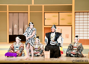 『星合世十三團』三幕目 左より、市川海老蔵、市川左團次 歌舞伎座「七月大歌舞伎」初日開幕