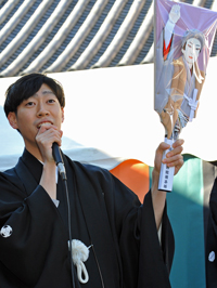 浅草寺羽子板市で「新春浅草歌舞伎」出演者がご挨拶