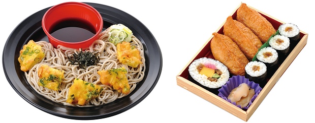サークルＫとサンクスで、歌舞伎座の味「ざるかき揚げそば」と「歌舞伎座 助六寿司」が発売されます