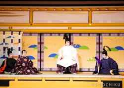 『時平の七笑』左より、大谷廣太郎、中村歌六、松本白鸚、大谷友右衛門 歌舞伎座「十月大歌舞伎」初日開幕