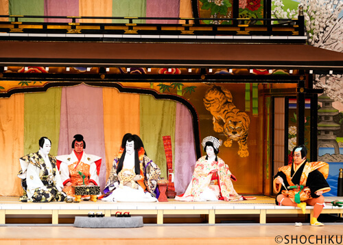 『祇園祭礼信仰記』左より、中村勘九郎、中村種之助、中村歌六、中村米吉、中村歌昇 歌舞伎座「秀山祭九月大歌舞伎」初日開幕
