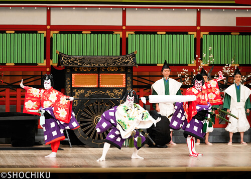 『菅原伝授手習鑑』左より、中村種之助、中村又五郎、中村歌昇 歌舞伎座「秀山祭九月大歌舞伎」初日開幕