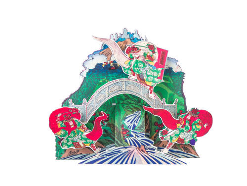 『石橋』現代版キット完成イメージ 松竹大谷図書館、歌舞伎組上燈籠絵『石橋』現代版キット開発、ワークショップも開催