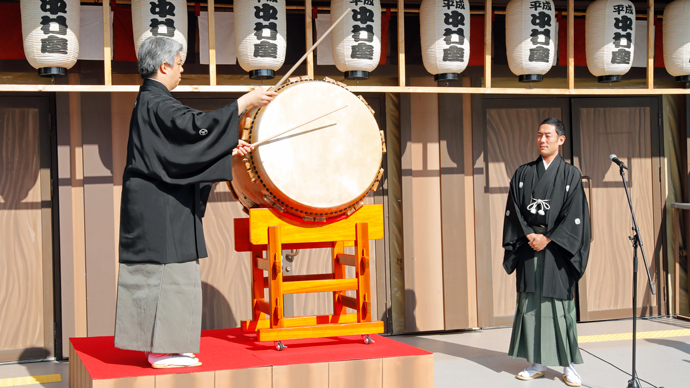 「平成中村座 小倉城公演」九州で初の一番太鼓