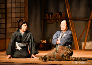 『人情噺文七元結』左より、中村雀右衛門、尾上菊五郎 歌舞伎座「二月大歌舞伎」初日開幕