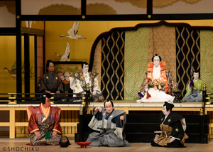 『義経腰越状』左より、市川男女蔵、中村歌六、松本白鸚、中村芝翫、松本錦吾 歌舞伎座「壽 初春大歌舞伎」初日開幕