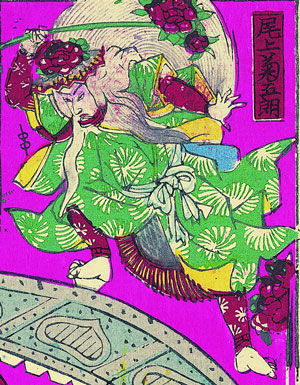 組上燈籠絵『石橋』(明治26年)の人物部分 歌舞伎や映画の遺産を守り復元するプロジェクトで支援者を募集