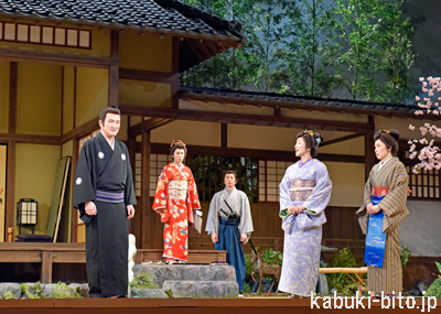 『江戸は燃えているか TOUCH AND GO』 左より、中村獅童、松岡茉優、田中 圭、八木亜希子、高田聖子 獅童出演『江戸は燃えているか』初日に向けて