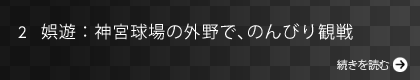 娯遊：神宮球場の外野で、のんびり観戦