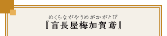 盲長屋梅加賀鳶 『加賀鳶』（めくらながやうめがかがとび かがとび）