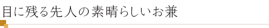 目に残る先人の素晴らしいお兼